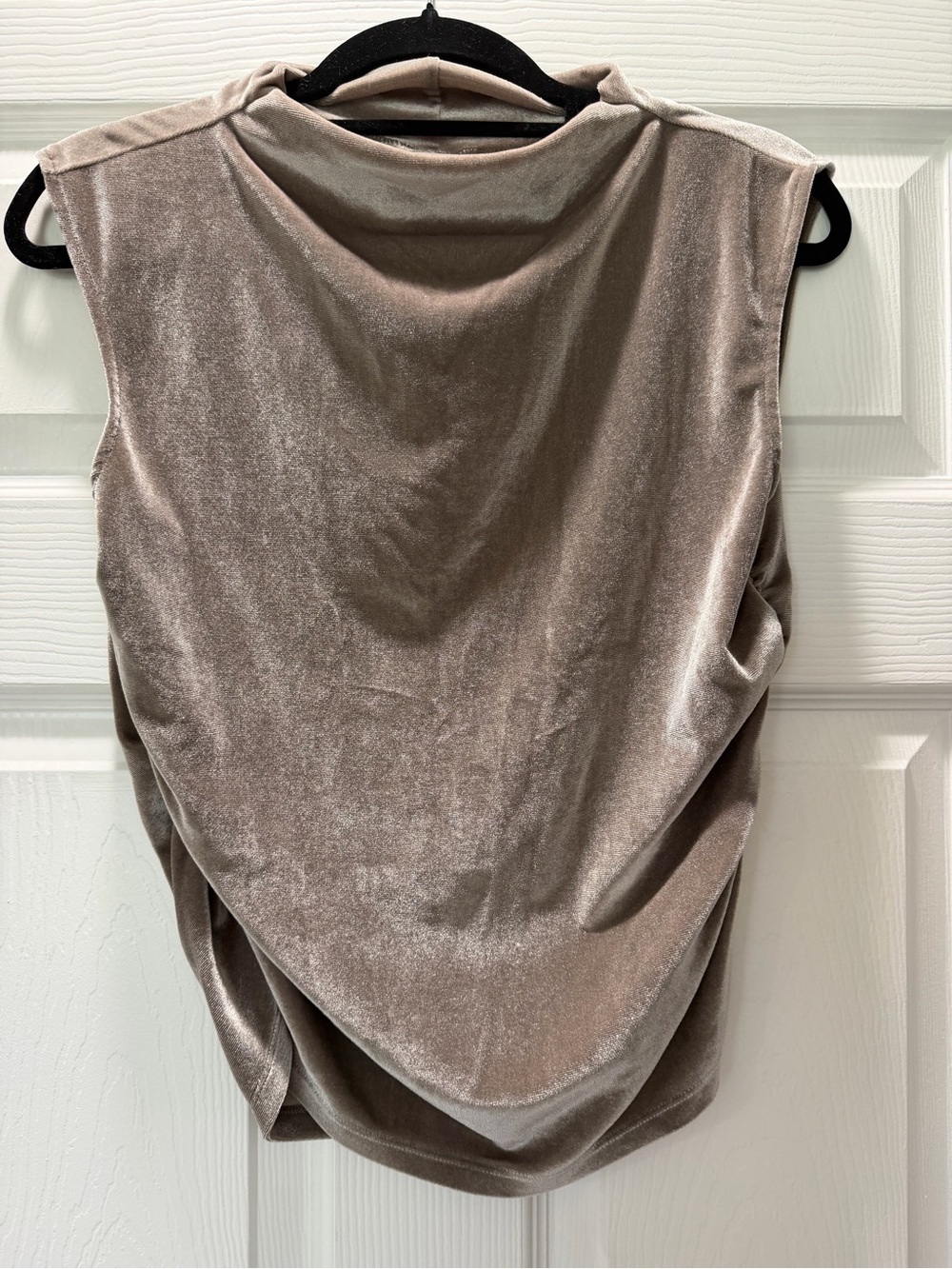 a new day Sleeveless Velvet Drape Tank - Taupe